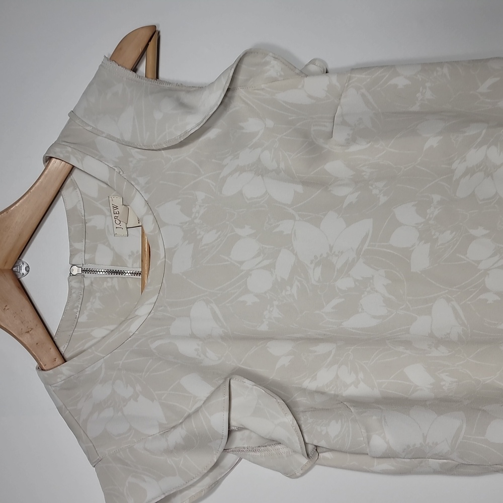 J. Crew Cream Floral Ruffle Blouse - Picture 2 of 8
